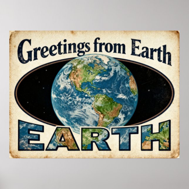 Greetings from Earth Retro Sci‑Fi Poster (Front)
