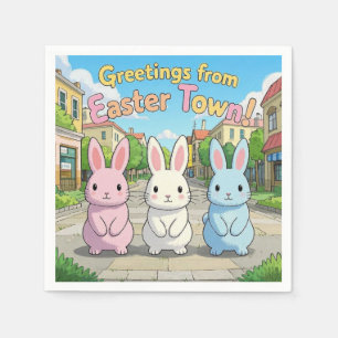 Greetings from Easter Town Celebration Napkin