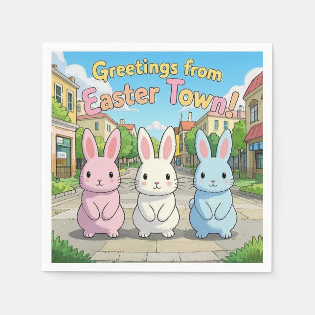 Greetings from Easter Town Celebration  Napkin (Front)