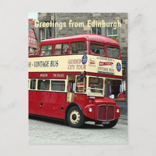 Greetings from Edinburgh: Tour Bus, Scotland Postcard