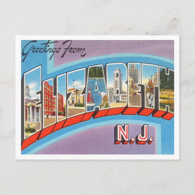 Greetings from Elizabeth, New Jersey Travel Postcard (Front)