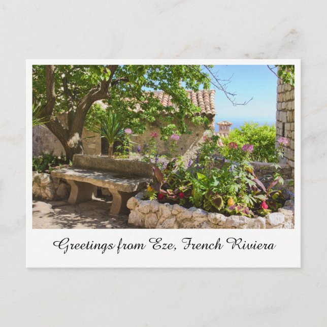 Greetings from Eze, French Riviera Postcard (Front)