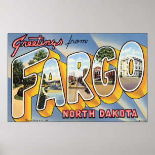 Greetings From Fargo North Dakota, Vintage Poster