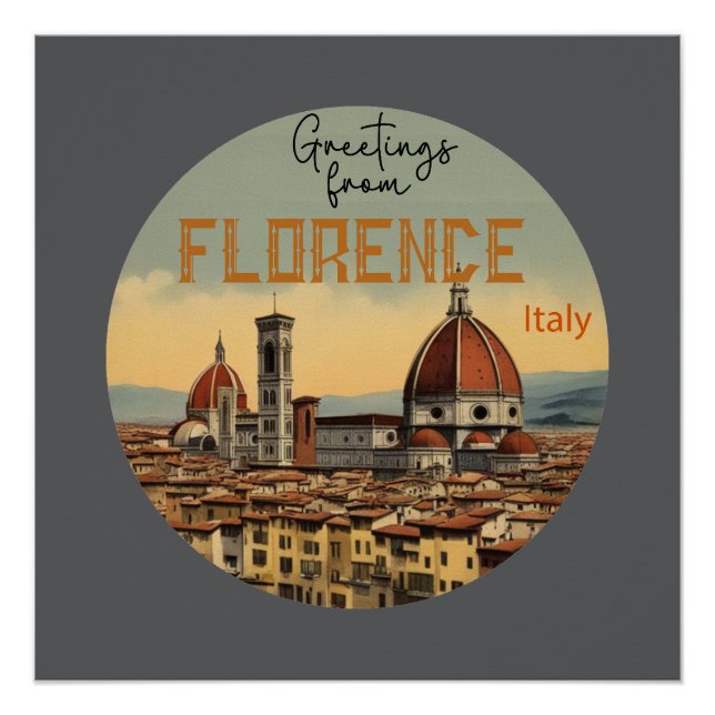 Greetings from Florence Italy Poster (Front)