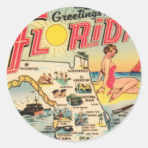 Greetings From Florida Classic Round Sticker