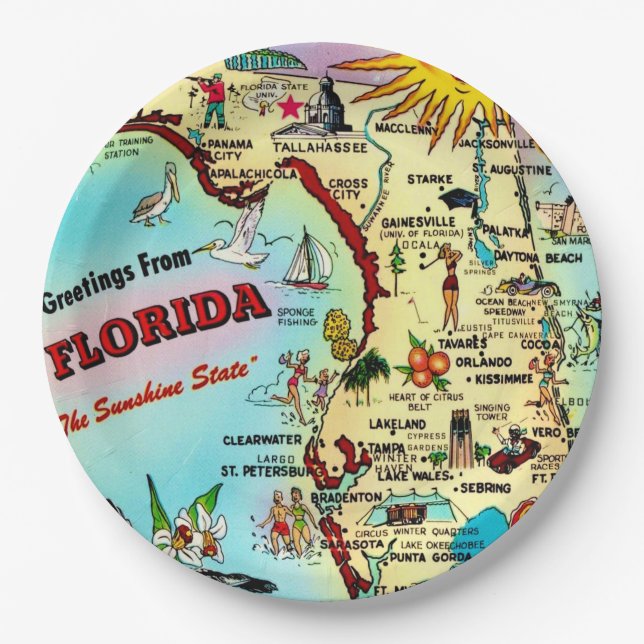 Greetings from Florida Paper Plate (Front)