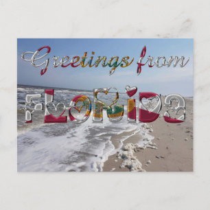 Greetings from Florida State Flag Hearts USA Postcard