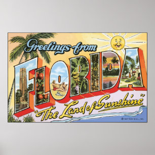 Greetings From Florida "The Land Of Sunshine", Vin Poster