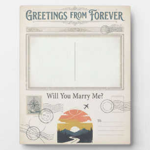 Greetings From Forever Vintage Marriage Proposal Plaque