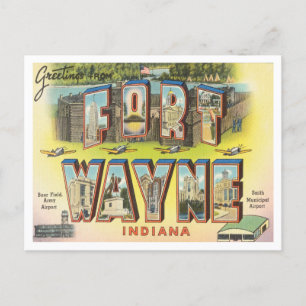 Greetings from Fort Wayne, Indiana Vintage Travel Postcard
