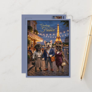 Greetings from France Travel Postcard