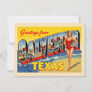 Greetings from Galveston Texas Vintage Postcard