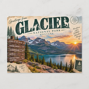 Greetings from Glacier National Park Montana Postcard