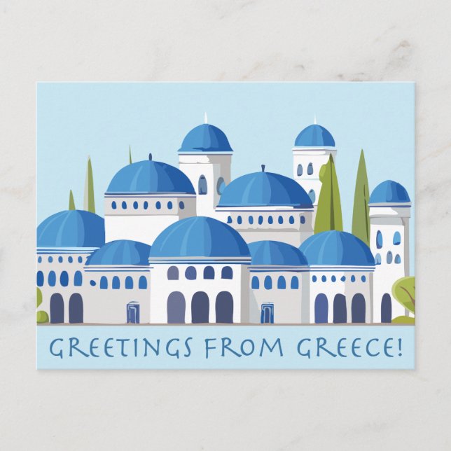 Greetings From Greece Retro Postcard (Front)