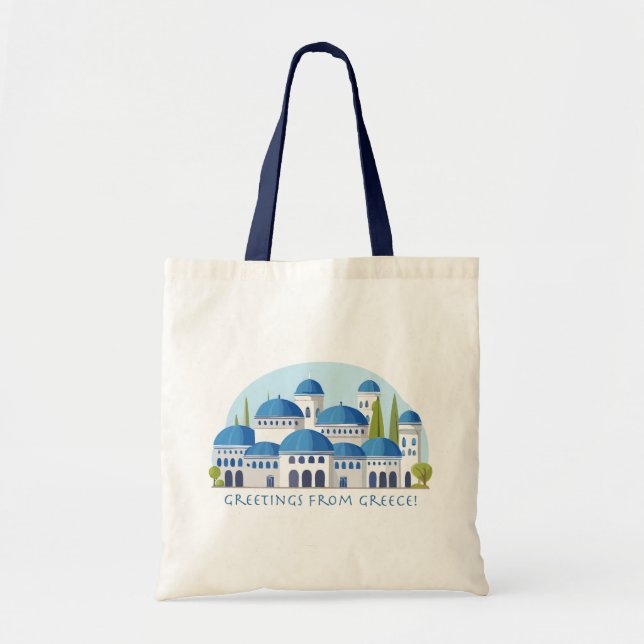 Greetings from Greece Retro Tote Bag (Front)