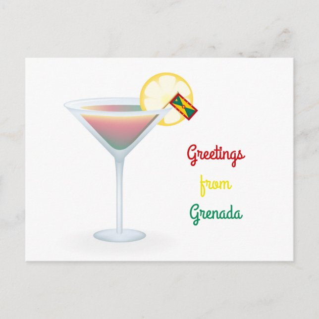 Greetings From Grenada Cocktail Holiday Card (Front)