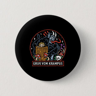 Greetings From Gruss Vom Krampus Christmas Festive 6 Cm Round Badge