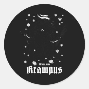 Greetings From Gruss Vom Krampus Christmas Festive Classic Round Sticker