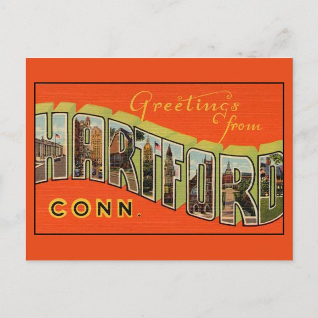 Greetings from Hartford Large Letter Postcard (Front)