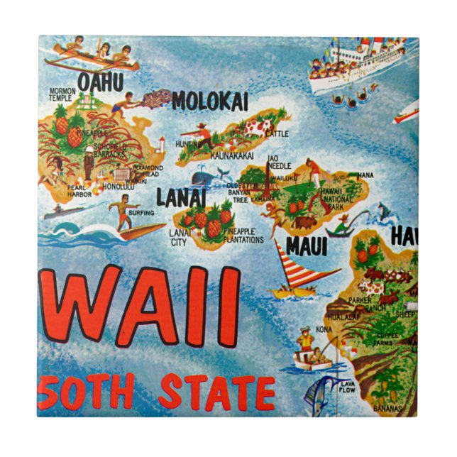 Greetings From Hawaii Ceramic Tile (Front)