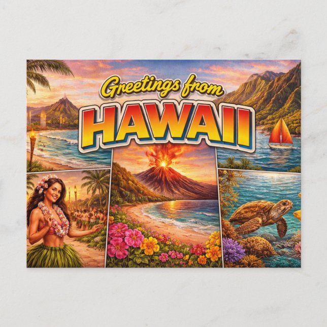 Greetings From Hawaii Postcard (Front)