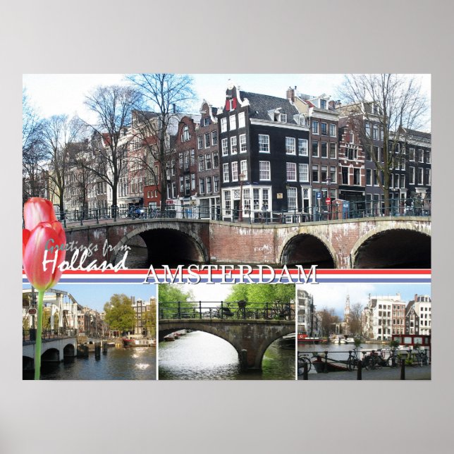 Greetings from Holland - Amsterdam Poster Print (Front)