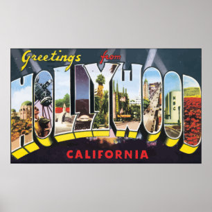Greetings From Hollywood California, Vintage Poster