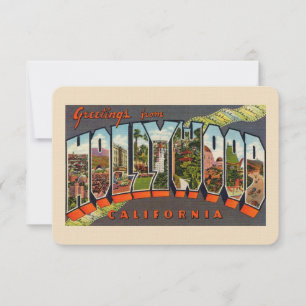 Greetings from Hollywood Postcard, Linen Postcard