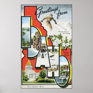 Greetings From Idaho, Vintage Poster