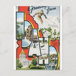 Greetings from Idaho Vintage Travel Poster Artwork Postcard