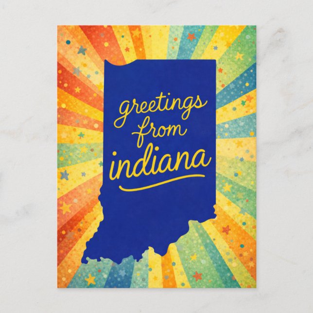 Greetings from Indiana Colorful Postcard (Front)