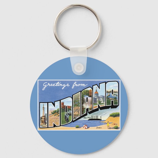 Greetings from Indiana! Key Ring (Front)