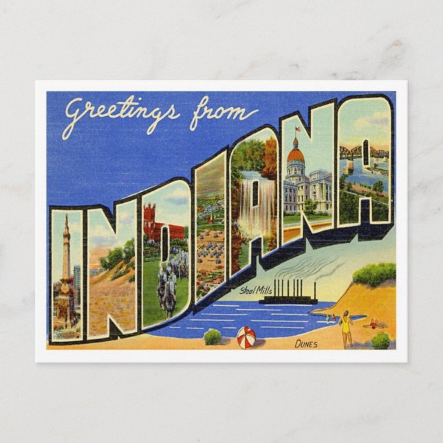 Greetings From Indiana Postcard (Front)