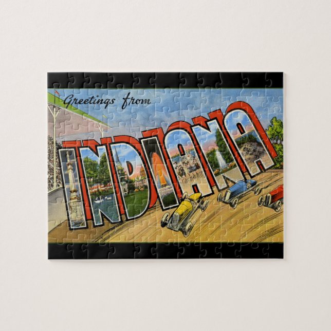 Greetings from Indiana Retro Puzzle (Horizontal)