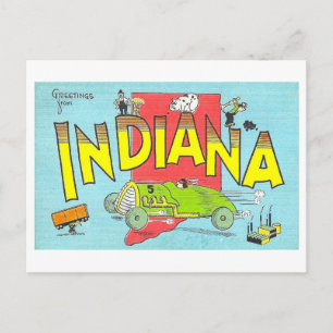 Greetings from Indiana Vintage Postcard