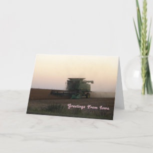 Greetings From Iowa, Combine at Sunset Card