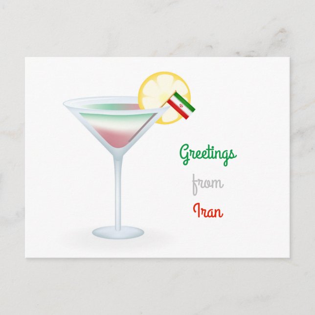 Greetings From Iran Cocktail Holiday Postcard (Front)