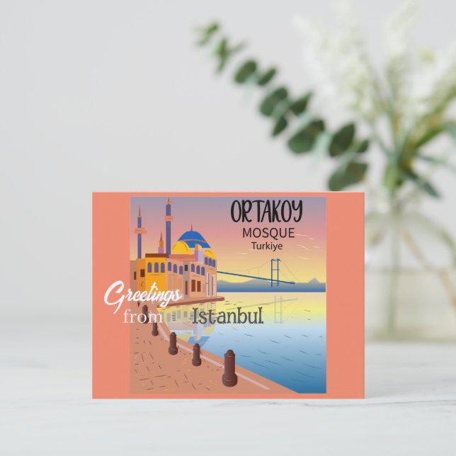 Greetings from Istanbul Turkey Postcard (Standing Front)