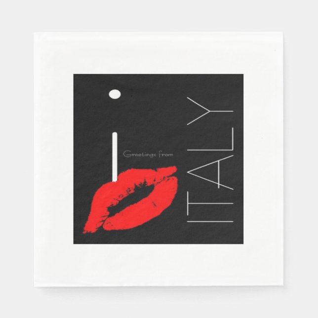 Greetings from Italy Italian Red Lipstick Kiss Napkin (Front)