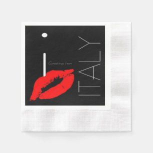Greetings from Italy Italian Red Lipstick Kiss Napkin