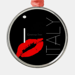 Greetings from Italy Red Lipstick Love Kiss Metal Tree Decoration