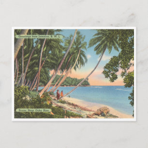 Greetings from Jamaica Vintage Beach Scene Postcard
