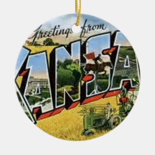 Greetings from Kansas Ceramic Ornament
