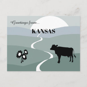 Greetings From Kansas Tranquil Green Shades Postcard