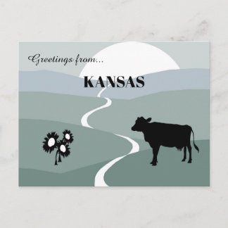 Greetings From Kansas Tranquil Green Shades  Postcard