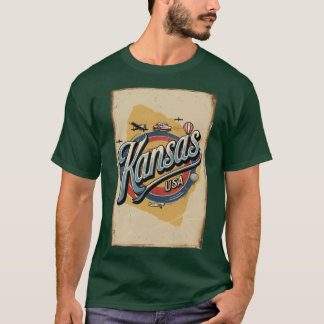 Greetings from Kansas USA Vintage Travel Retro Pos T-Shirt