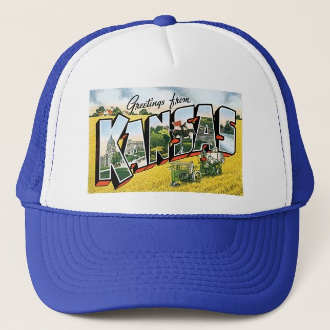 Greetings from Kansas! Vintage Trucker Hat (Front)