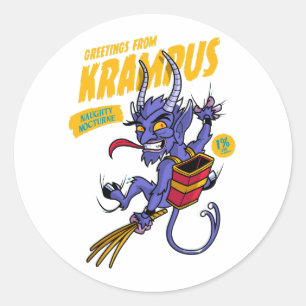 Greetings from Krampus Classic Round Sticker