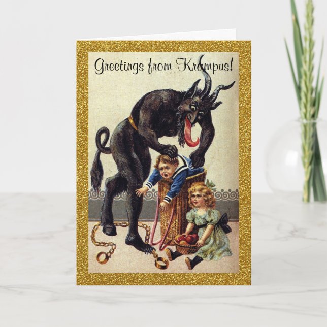 Greetings from Krampus Holiday Greeting Card (Front)