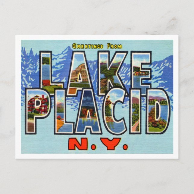 Greetings from Lake Placid, New York Travel Postcard (Front)